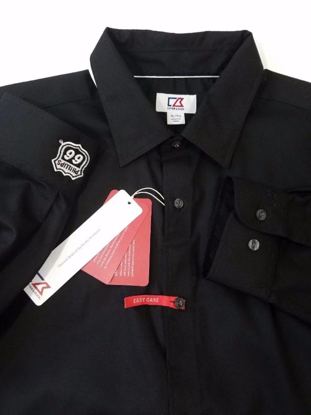 Cutter and Buck Phillips 66 Mens Shirt Easy Care Broken Twill Black Size XL